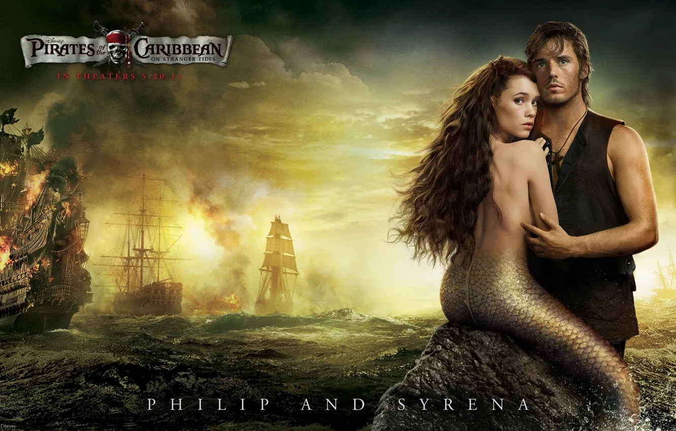Photo wallpaper mermaid, ships, Pirates of the Caribbean: On stranger tides, Philip, Pirates of the Caribbean: On …