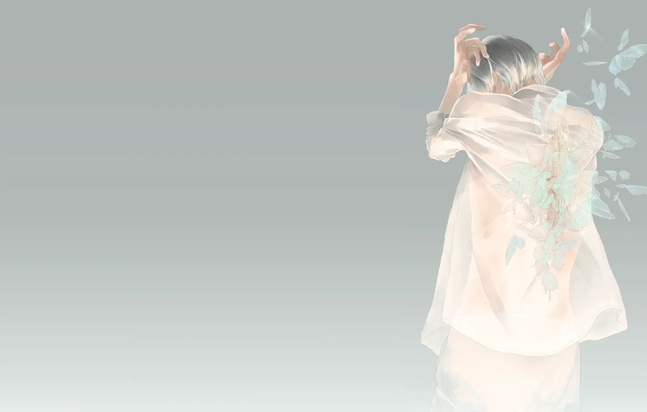 Photo wallpaper mood, butterfly, anime, art, guy, gently