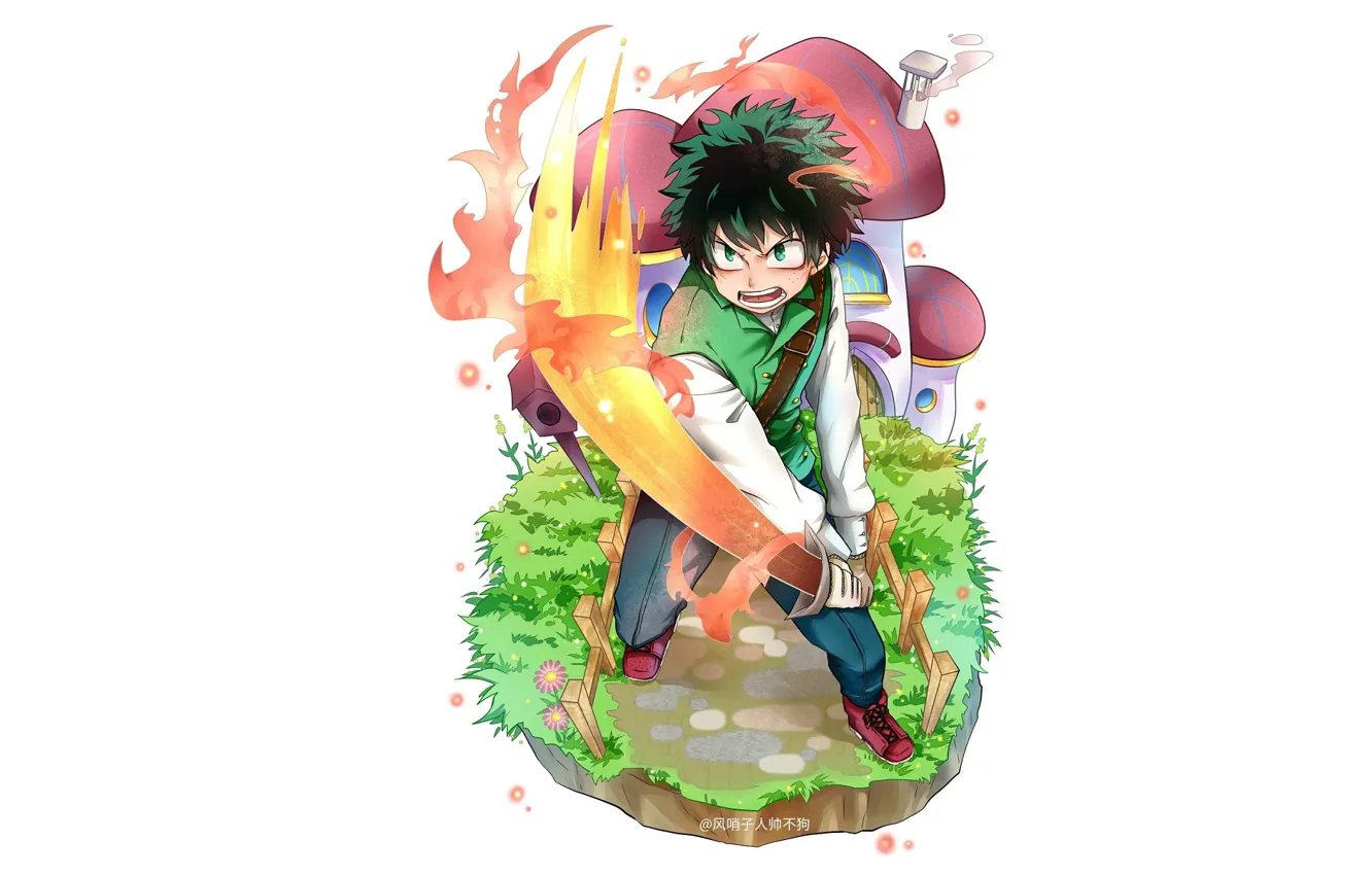 Photo wallpaper sword, guy, Boku no Hero Academy, Midori Isuku