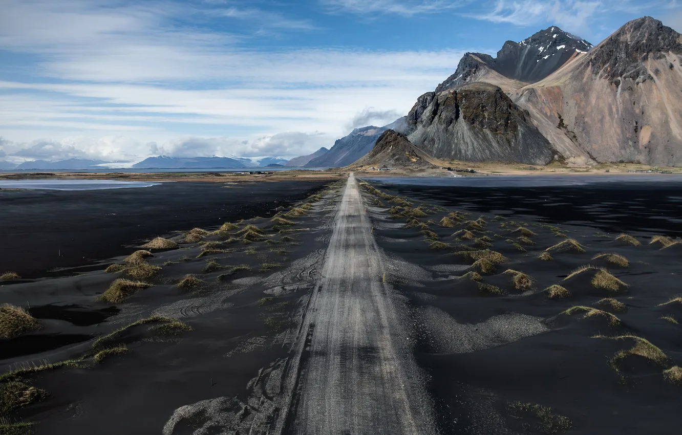 Photo wallpaper road, mountains, Iceland