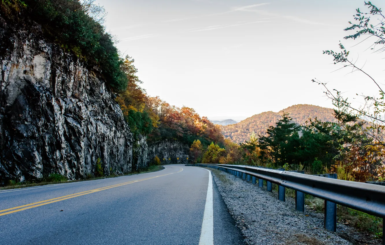 Photo wallpaper road, autumn, mountains, USA, USA, road, autumn, mountains