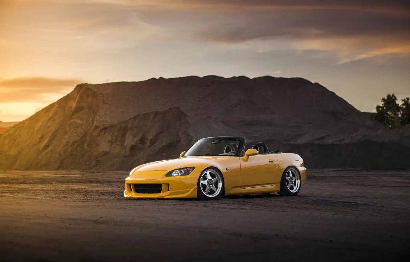 Photo wallpaper yellow, tuning, Honda, Honda, yellow, tuning, s2000