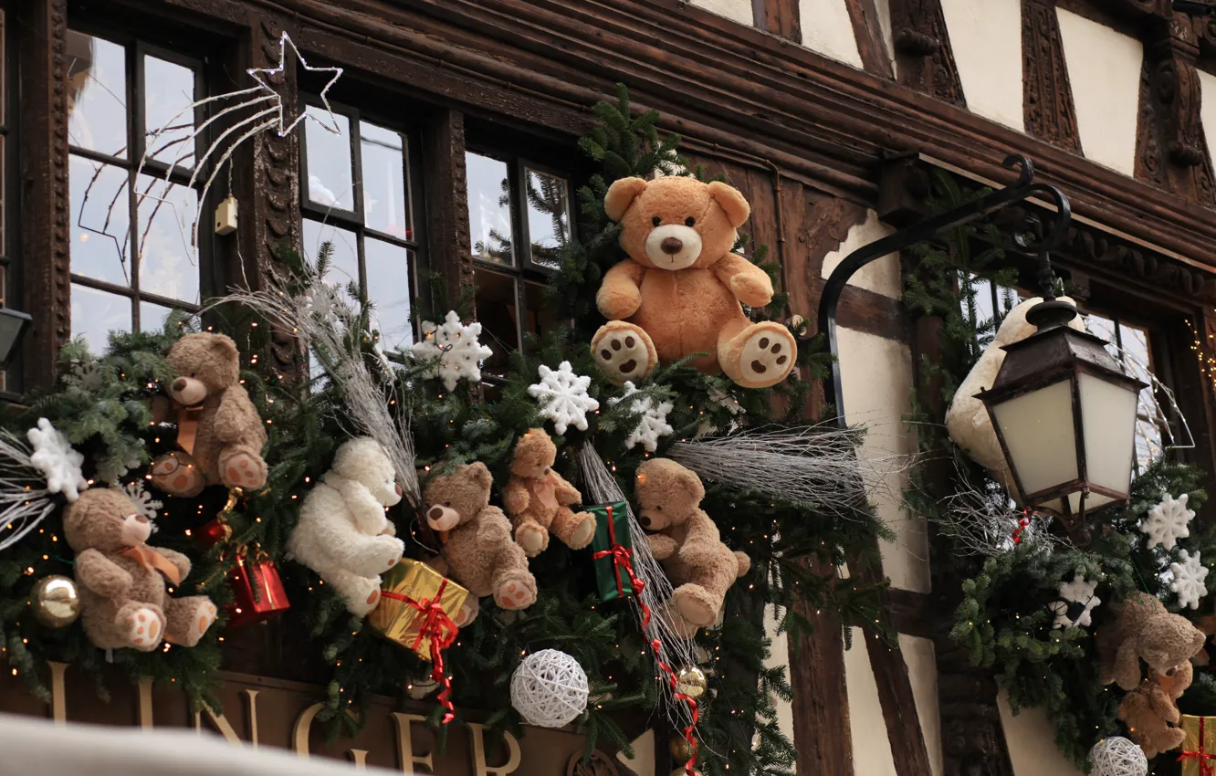 Photo wallpaper decoration, design, holiday, toys, Christmas, Teddy bear