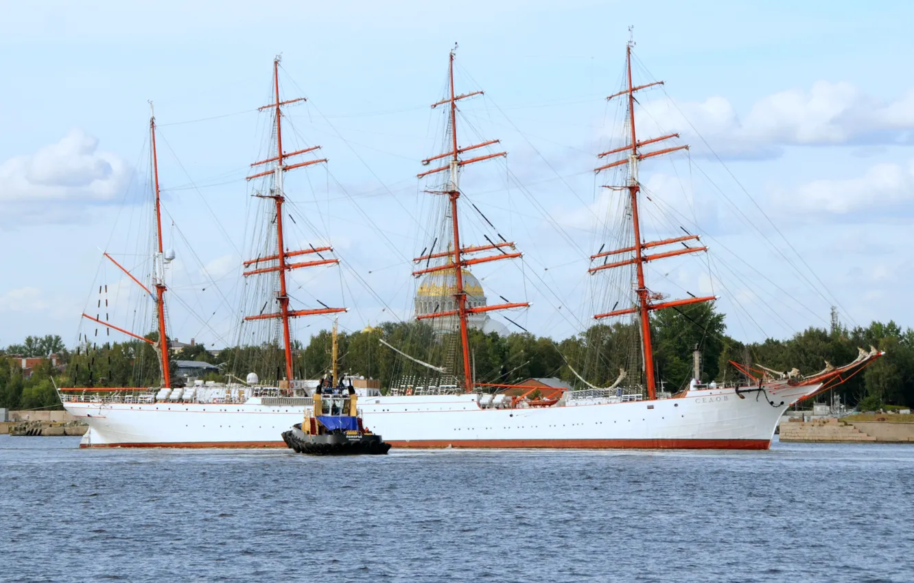 Photo wallpaper bark, Sedov, training sailboat