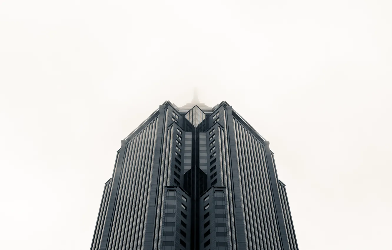 Photo wallpaper fog, photo, background, skyscraper, background, skyscraper, fog, skyscraper