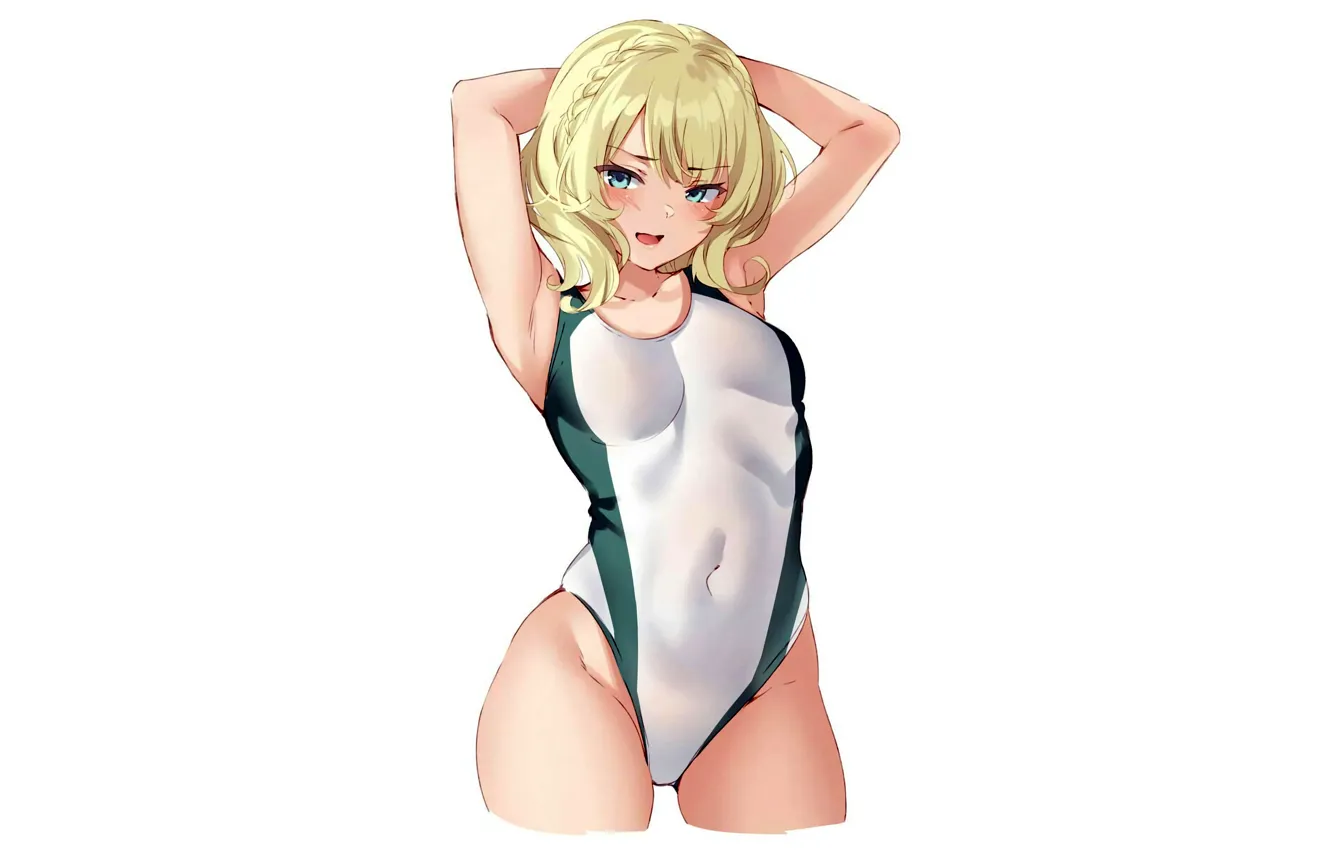 Photo wallpaper girl, sexy, boobs, anime, beautiful, short hair, pretty, erotic