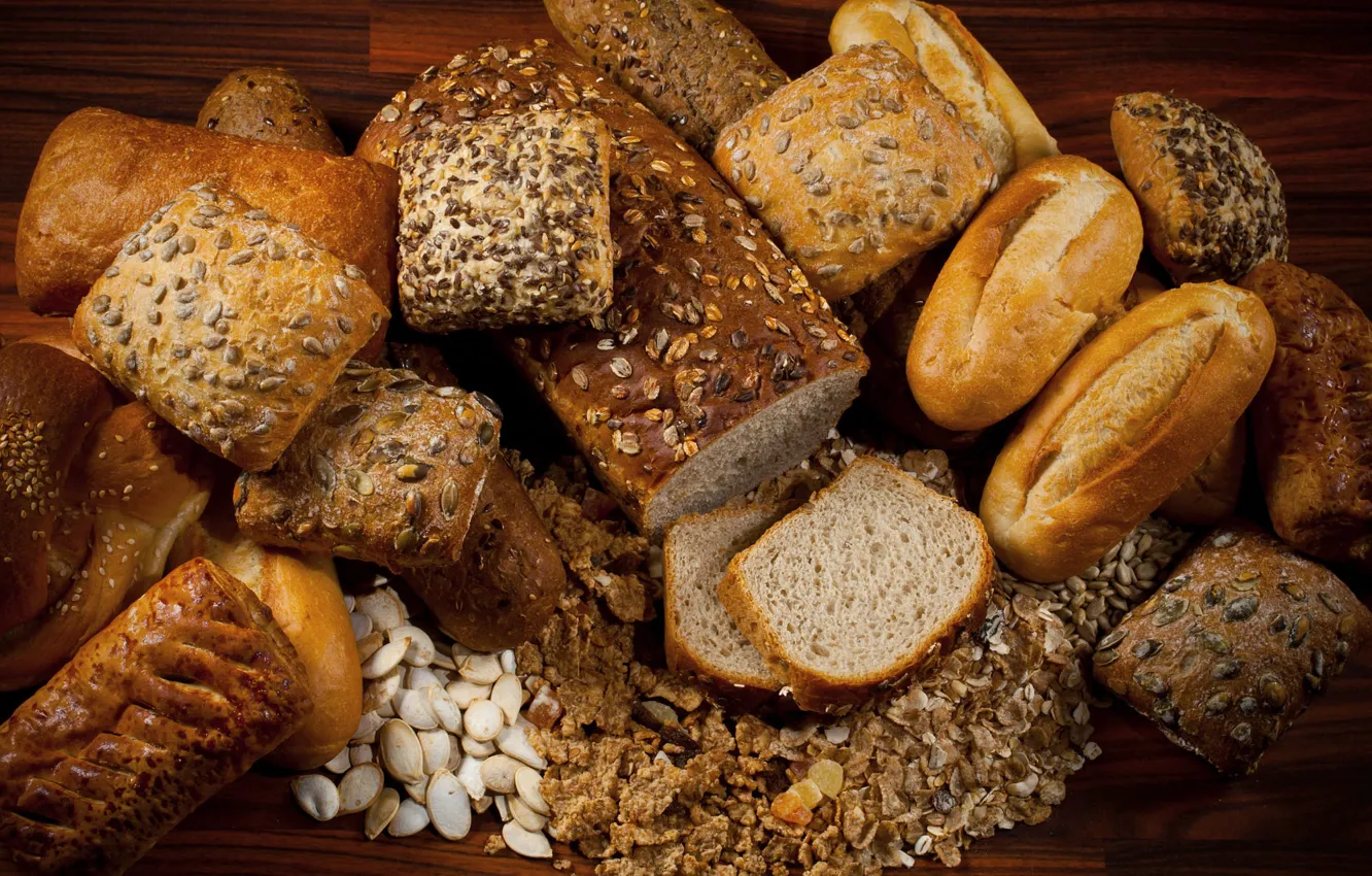 Photo wallpaper bread, different, a lot, cuts, bakery products