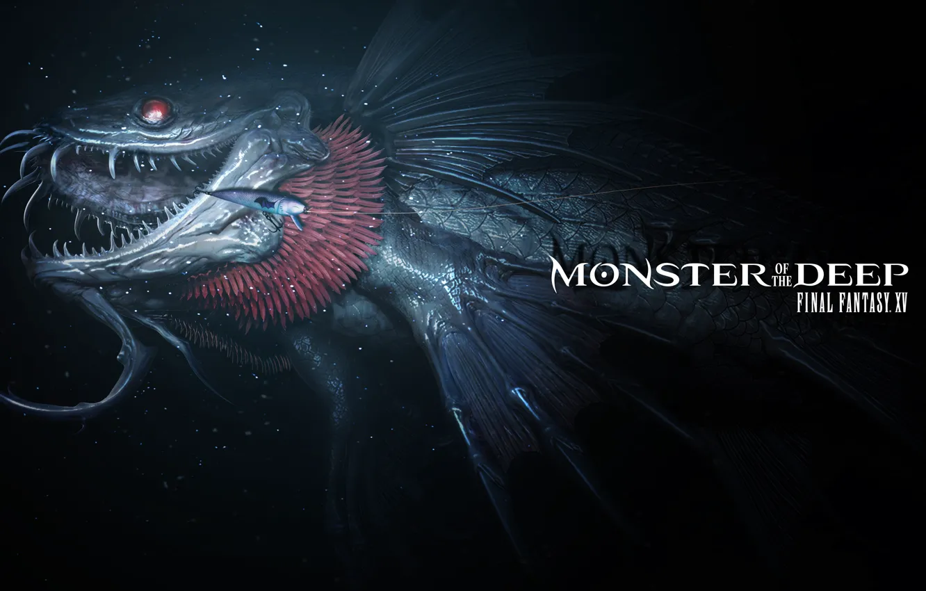 Photo wallpaper Final Fantasy XV, Monster Of The Deep, fish, Final Fantasy, monster, bakemono, fang, E3 2017