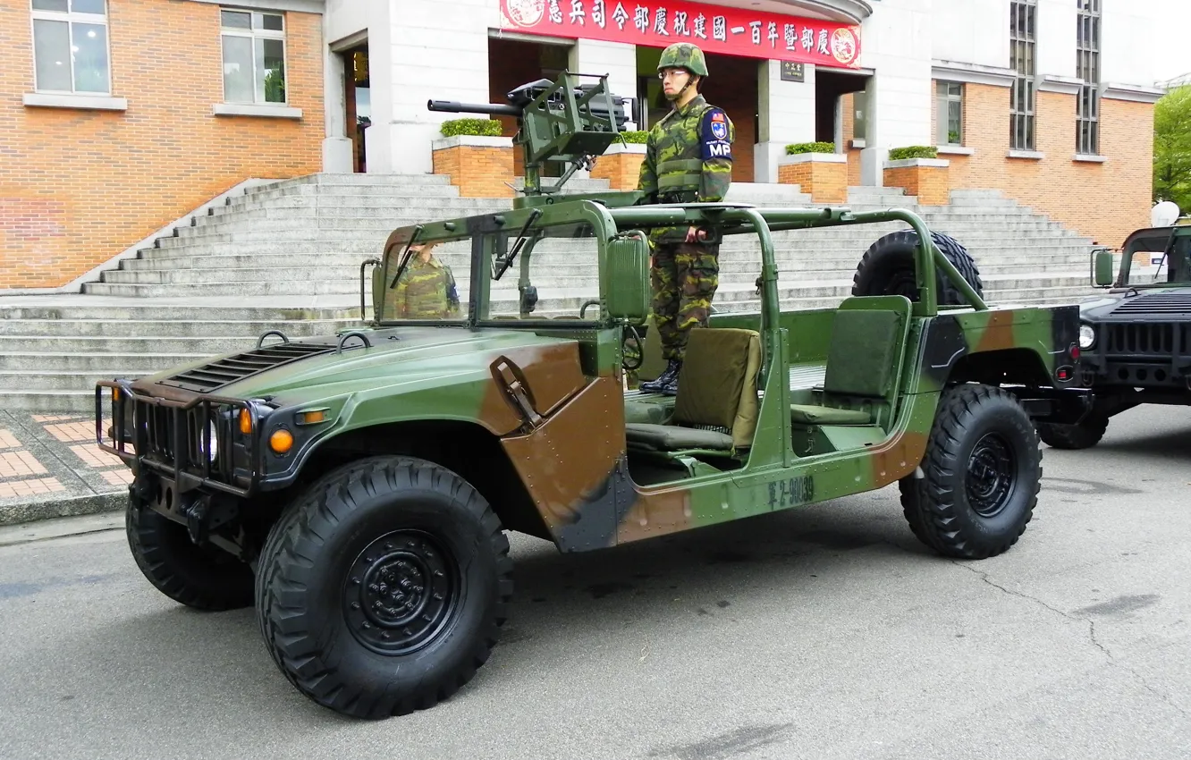 Photo wallpaper car, gun, soldier, cars, military, weapon, man, armored