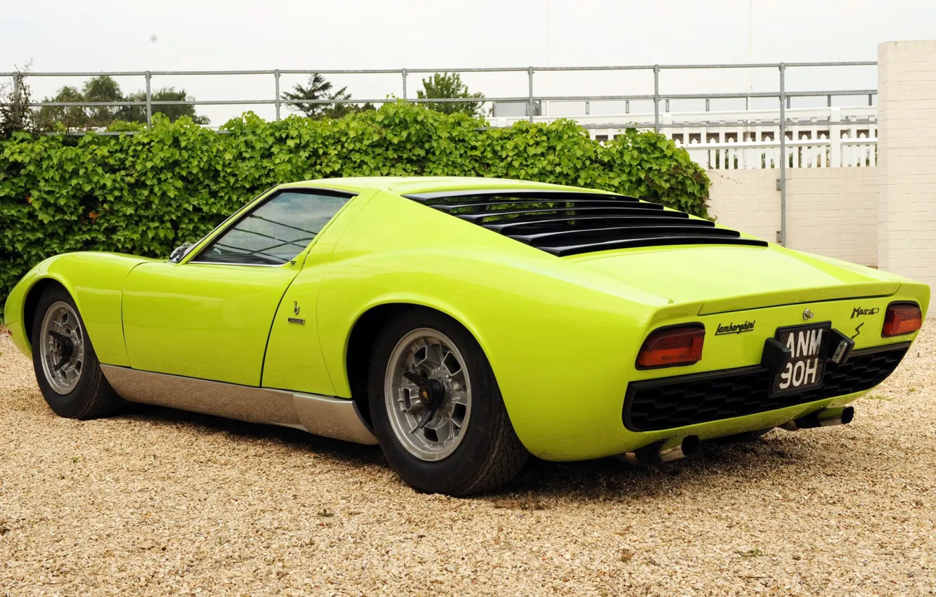 Photo wallpaper machine, auto, green, retro, color, Lamborghini, supercar, car