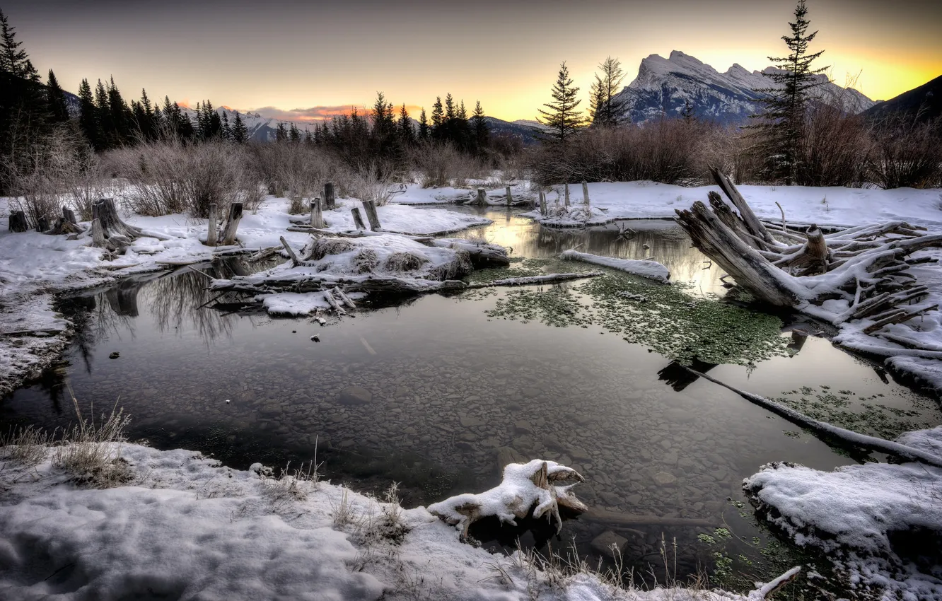 Photo wallpaper landscape, mountains, lake