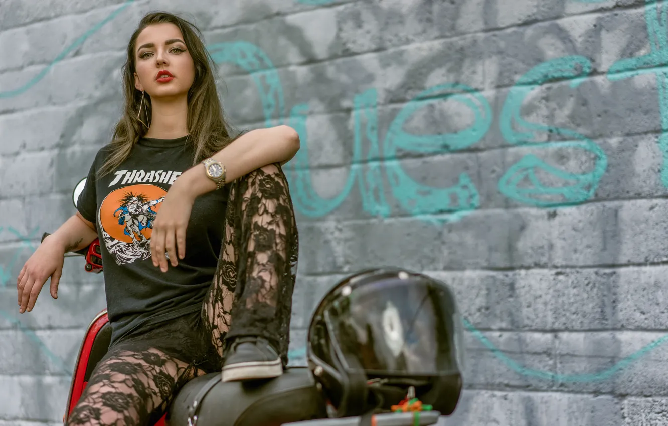 Photo wallpaper girl, face, background, style look