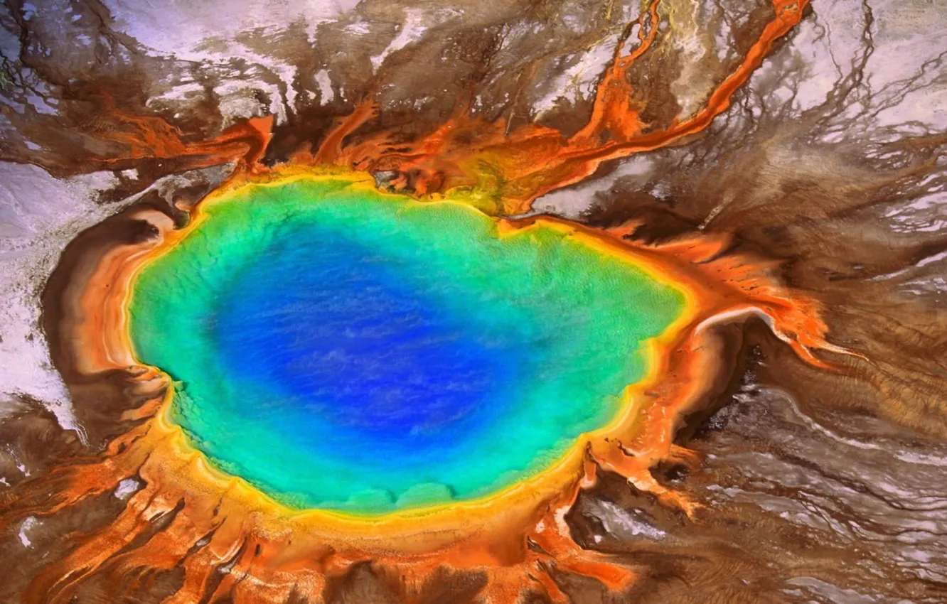 Photo wallpaper Grand, nature, spring, Yellowstone National Park, prismatic