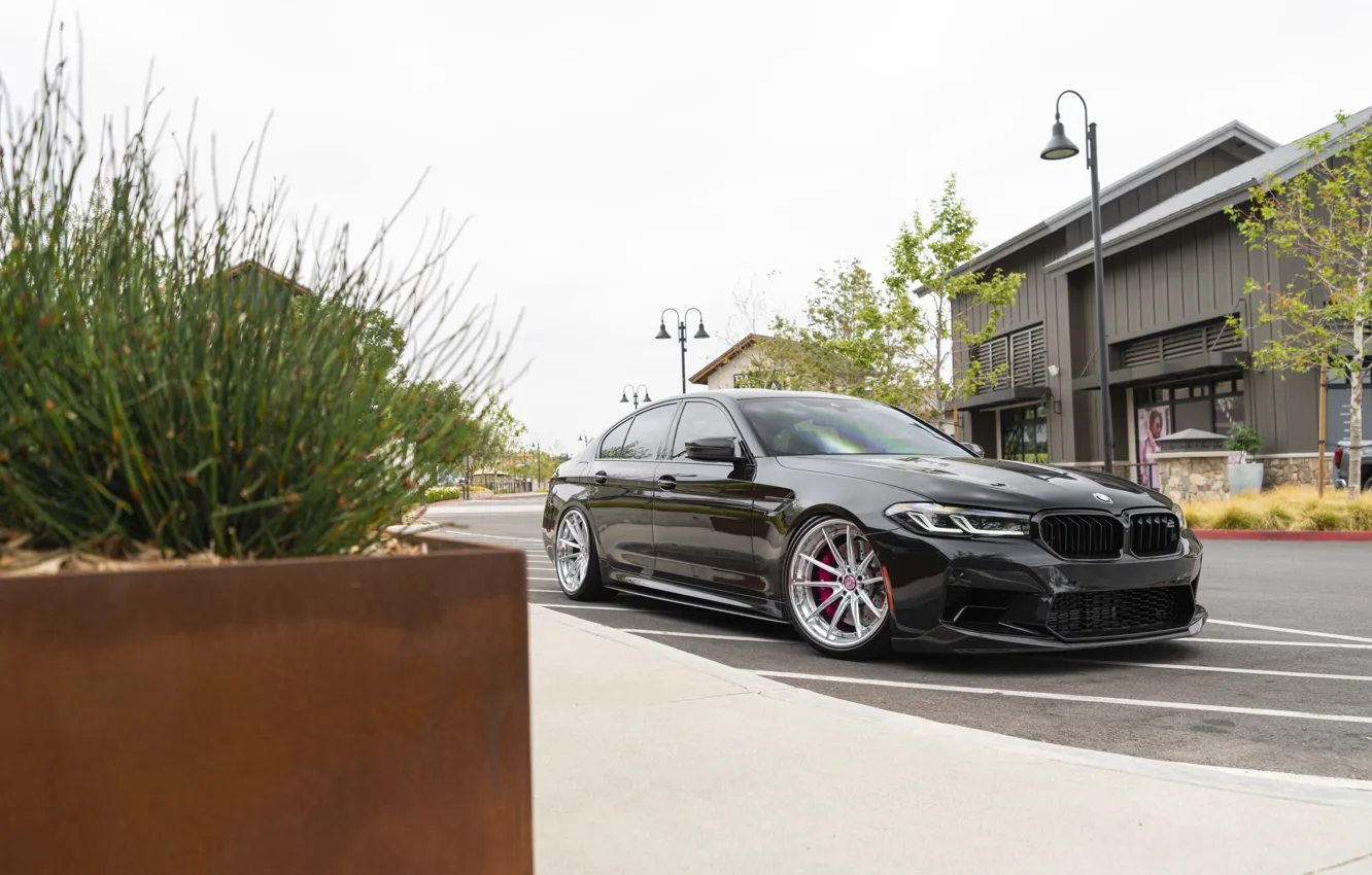 Photo wallpaper Black, Street, Parking, F90, M5 Competition