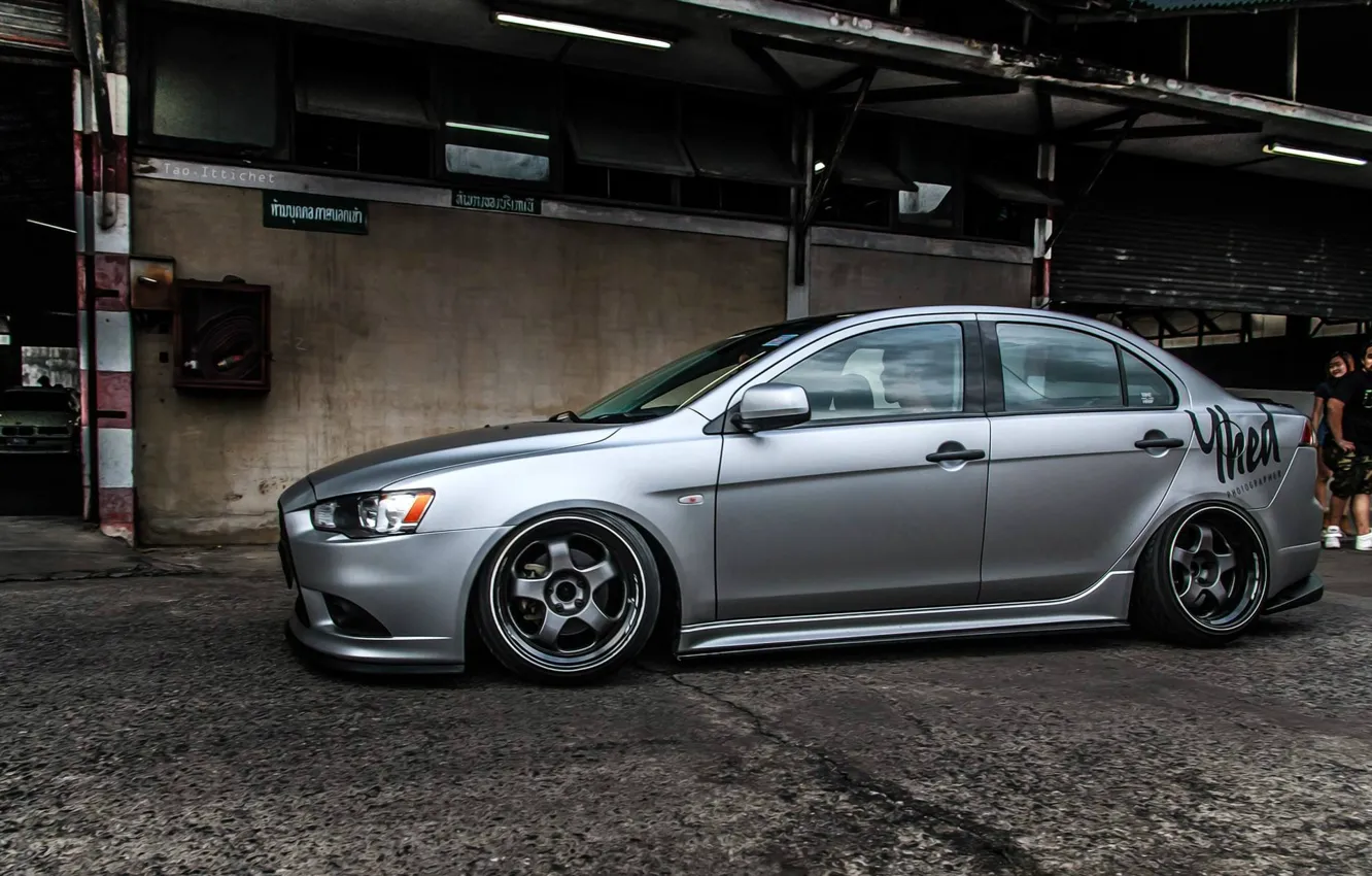 Photo wallpaper Mitsubishi, Lancer, Japan, Evolution, tuning, evo, low, stance