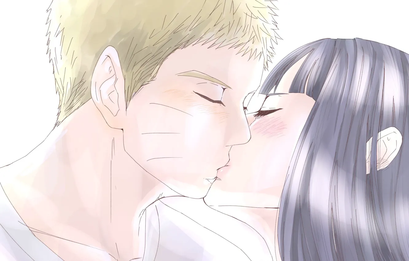Photo wallpaper kiss, Naruto, Naruto, Naruto Uzumaki, wife, Hinata Hyuga