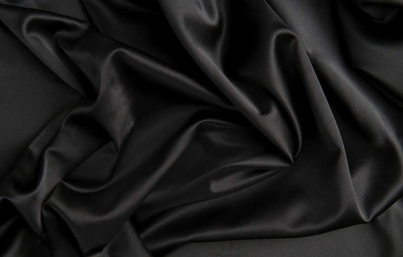 Photo wallpaper black, texture, silk, fabric, folds, satin