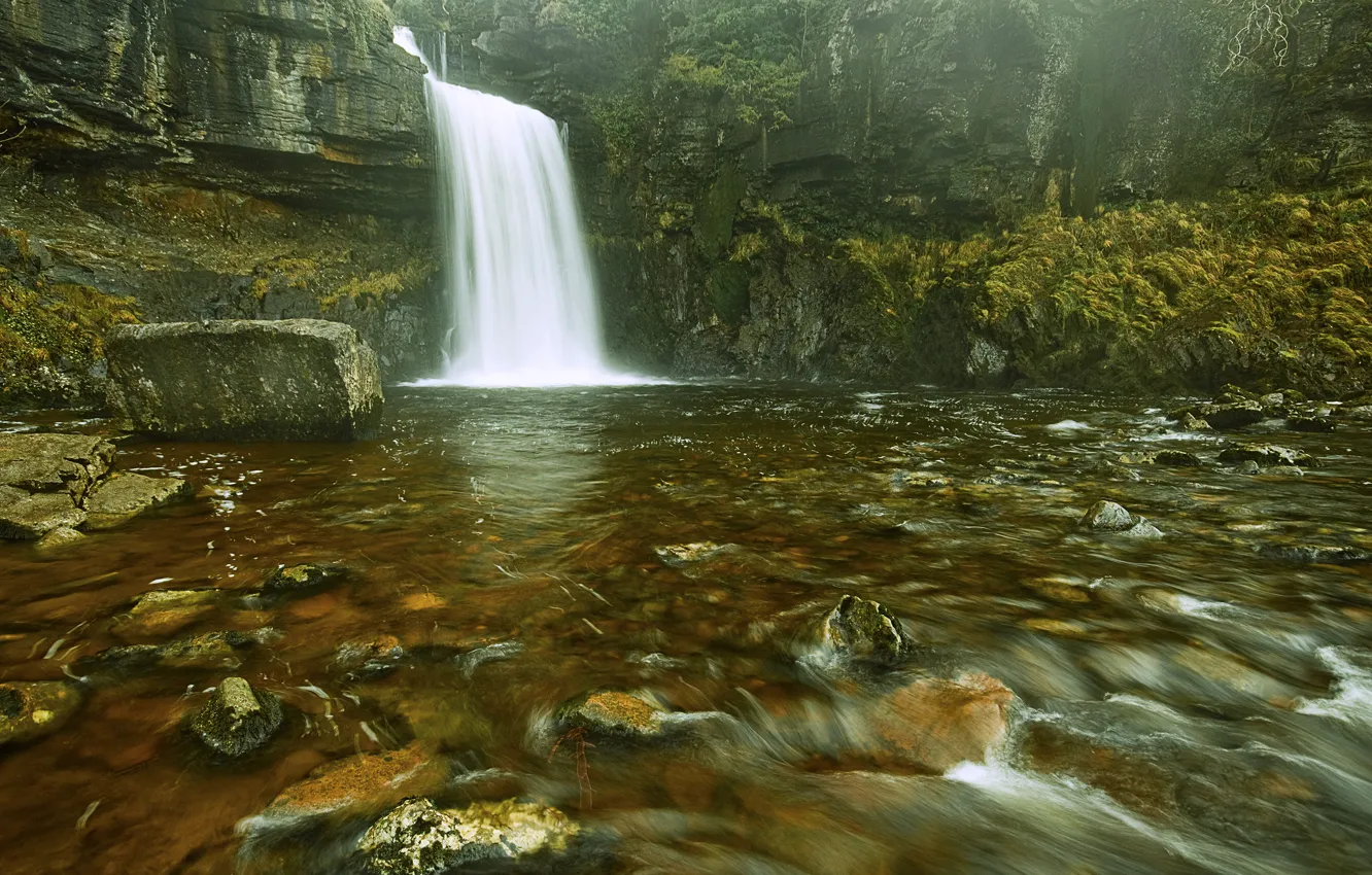 Photo wallpaper river, rocks, waterfall, stream