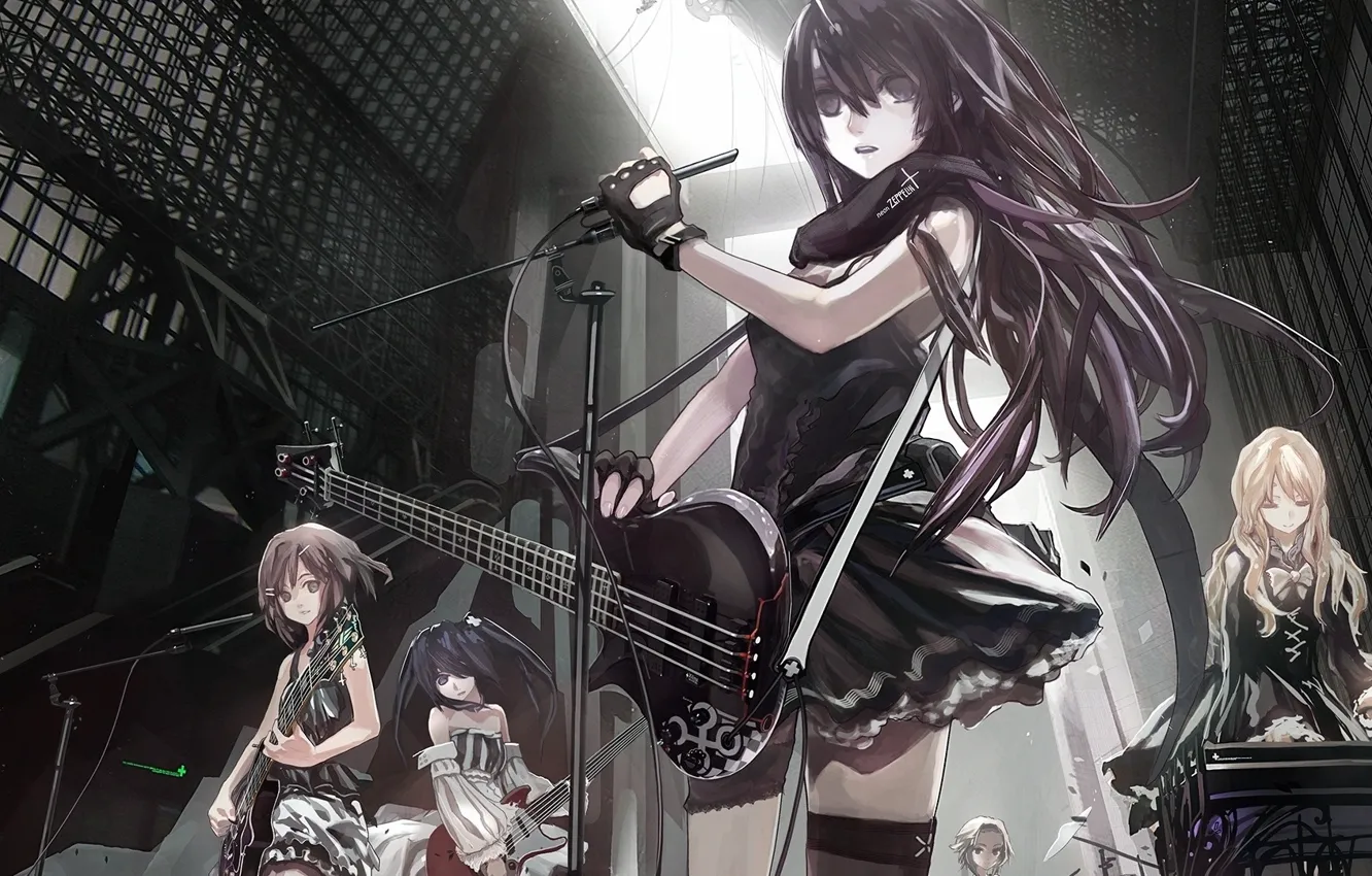 Photo wallpaper girl, music, guitar, art