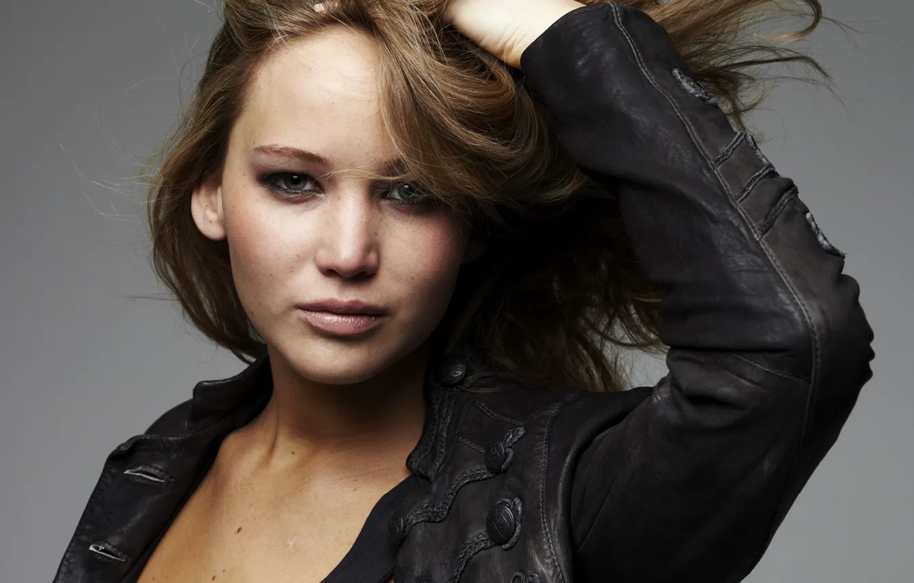 Photo wallpaper look, girl, face, background, hair, actress, jacket, lips