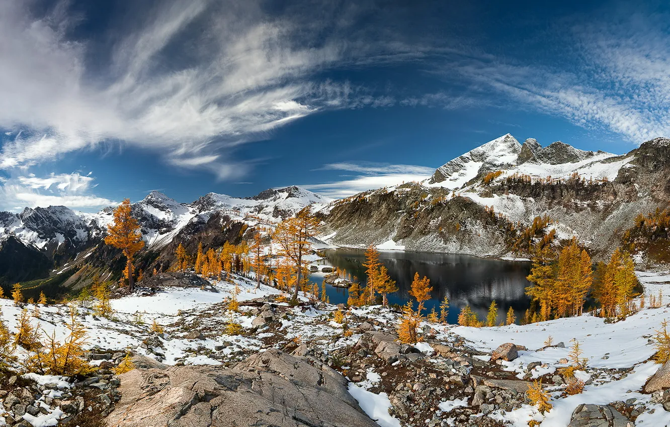 Photo wallpaper landscape, mountains, lake