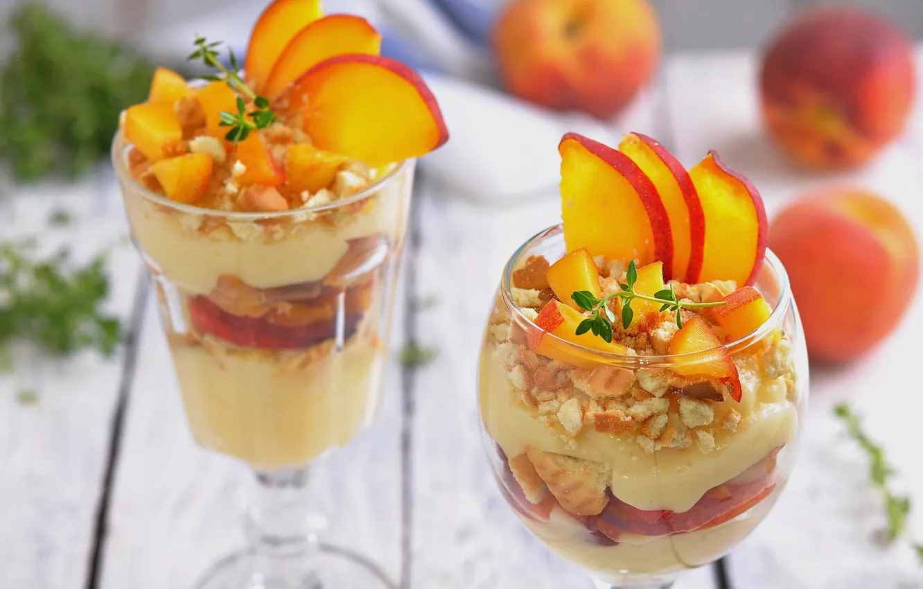 Photo wallpaper cookies, fruit, peaches, dessert