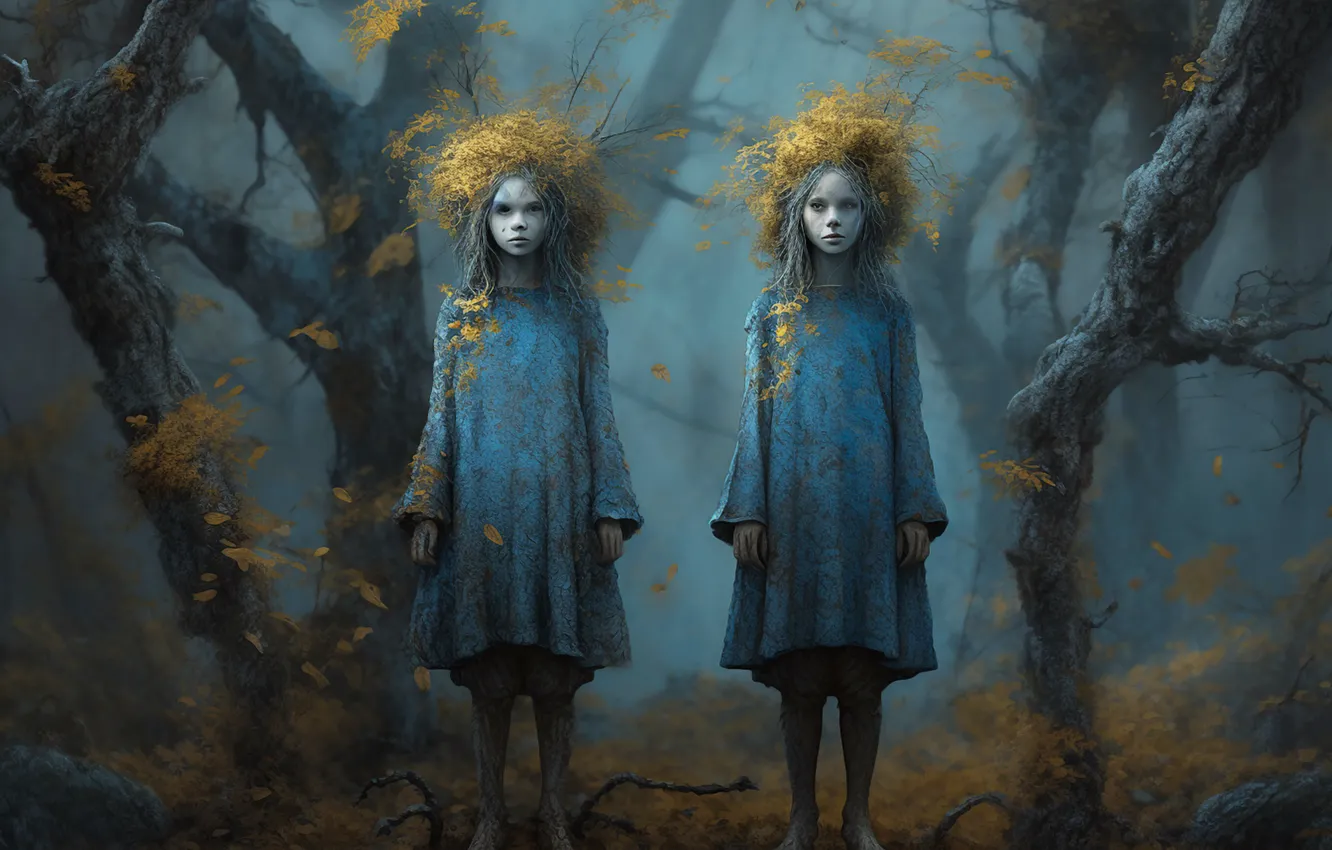 Photo wallpaper forest, nature, girl