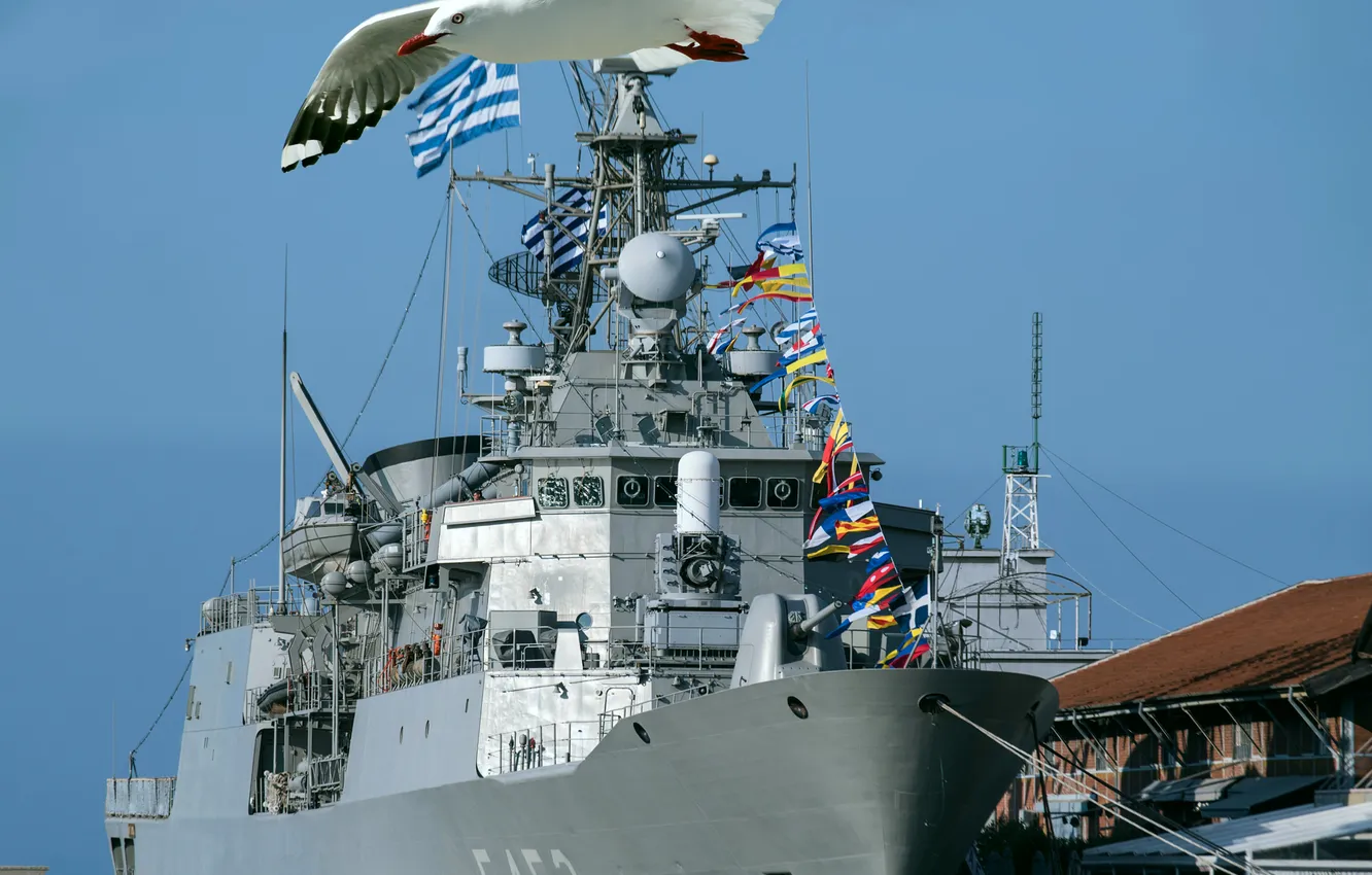 Photo wallpaper frigate, The Greek Navy, F 452, Gydra