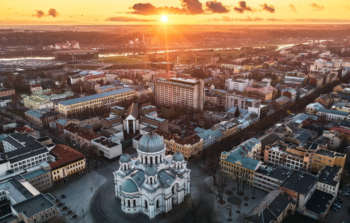 Photo wallpaper the city, Cathedral, Lithuania, Kaunas