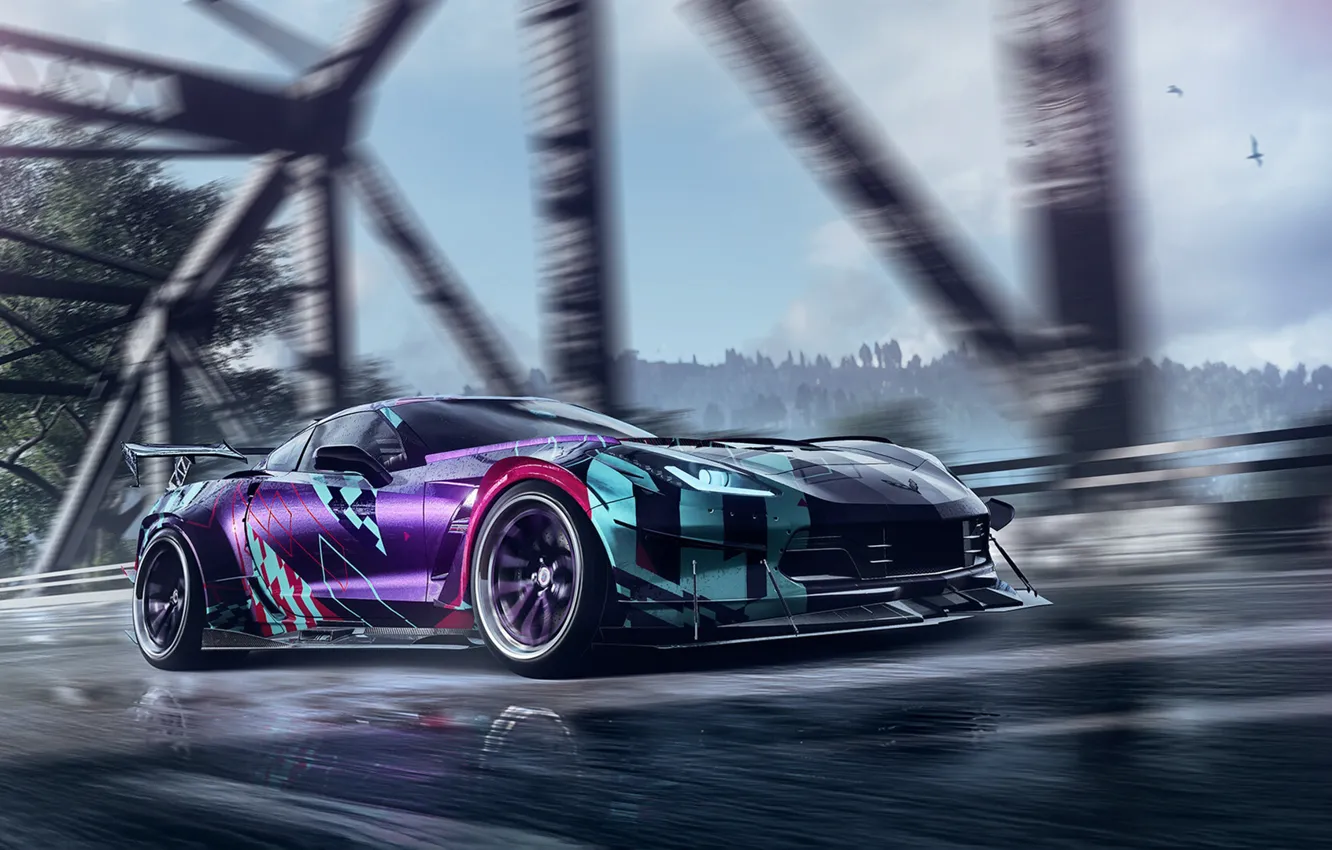 Photo wallpaper machine, auto, tuning, Corvette, Chevrolet, sports car, game, Need for Speed
