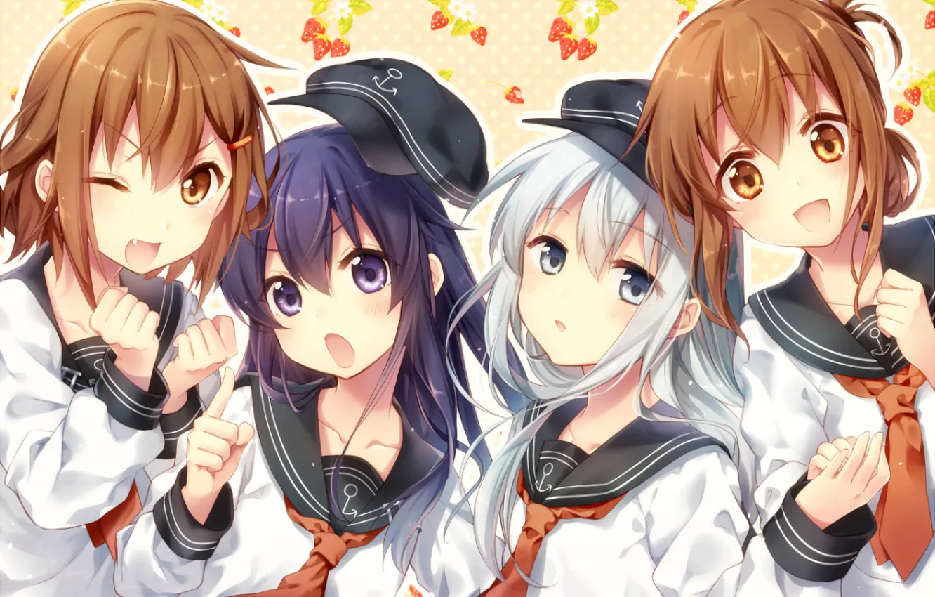Photo wallpaper girl, anime, beautiful, attractive, handsome, Haifuri, High School Fleet, sailor uniform