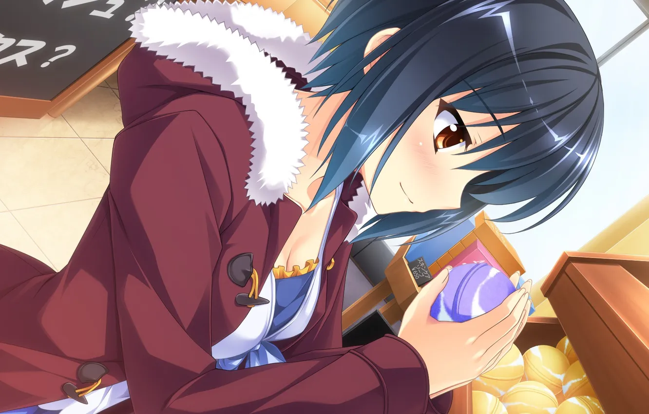 Photo wallpaper girl, smile, items, shop, art, kaneshiro ai, Baka Moe Heart ni Ai wo Komete!