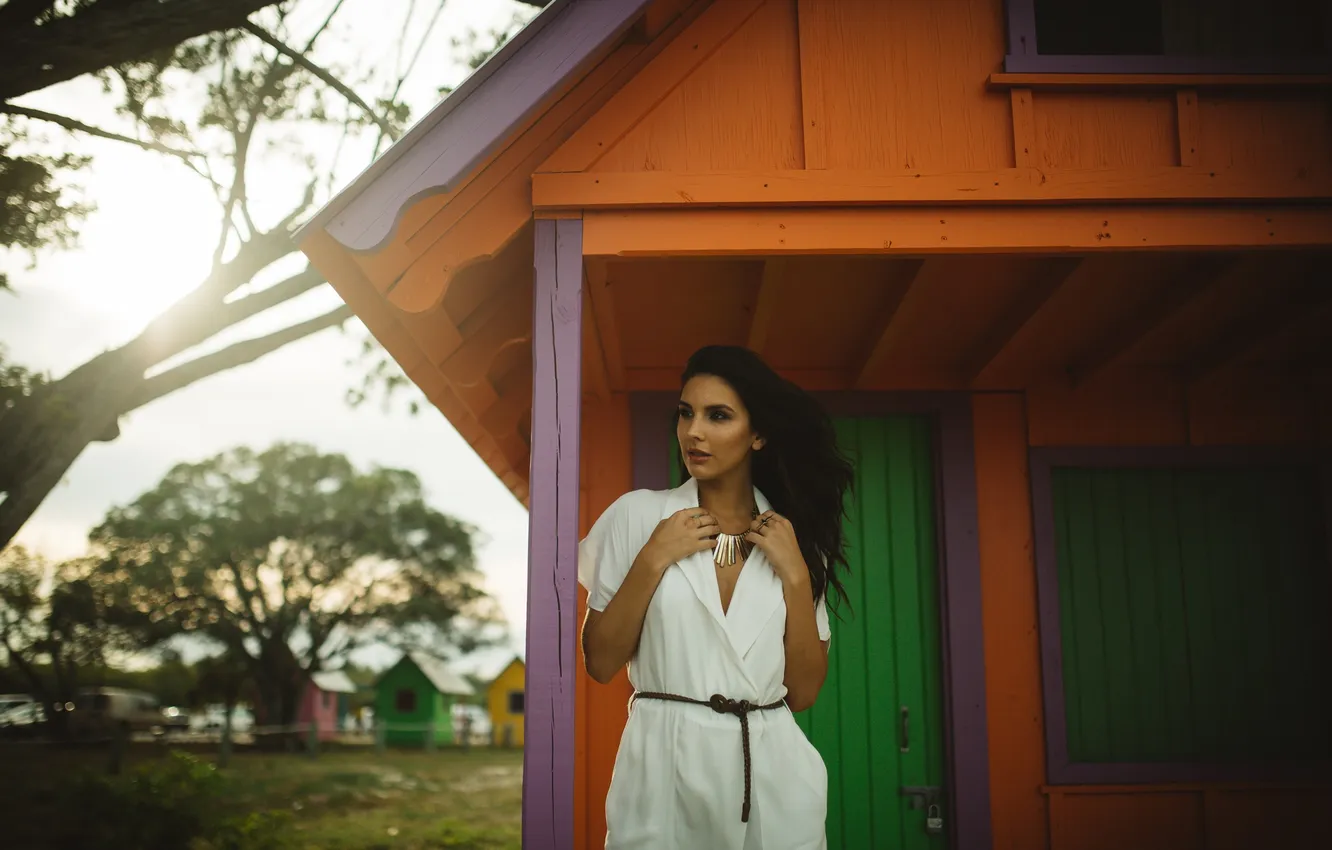 Photo wallpaper summer, girl, face, background, hair, house