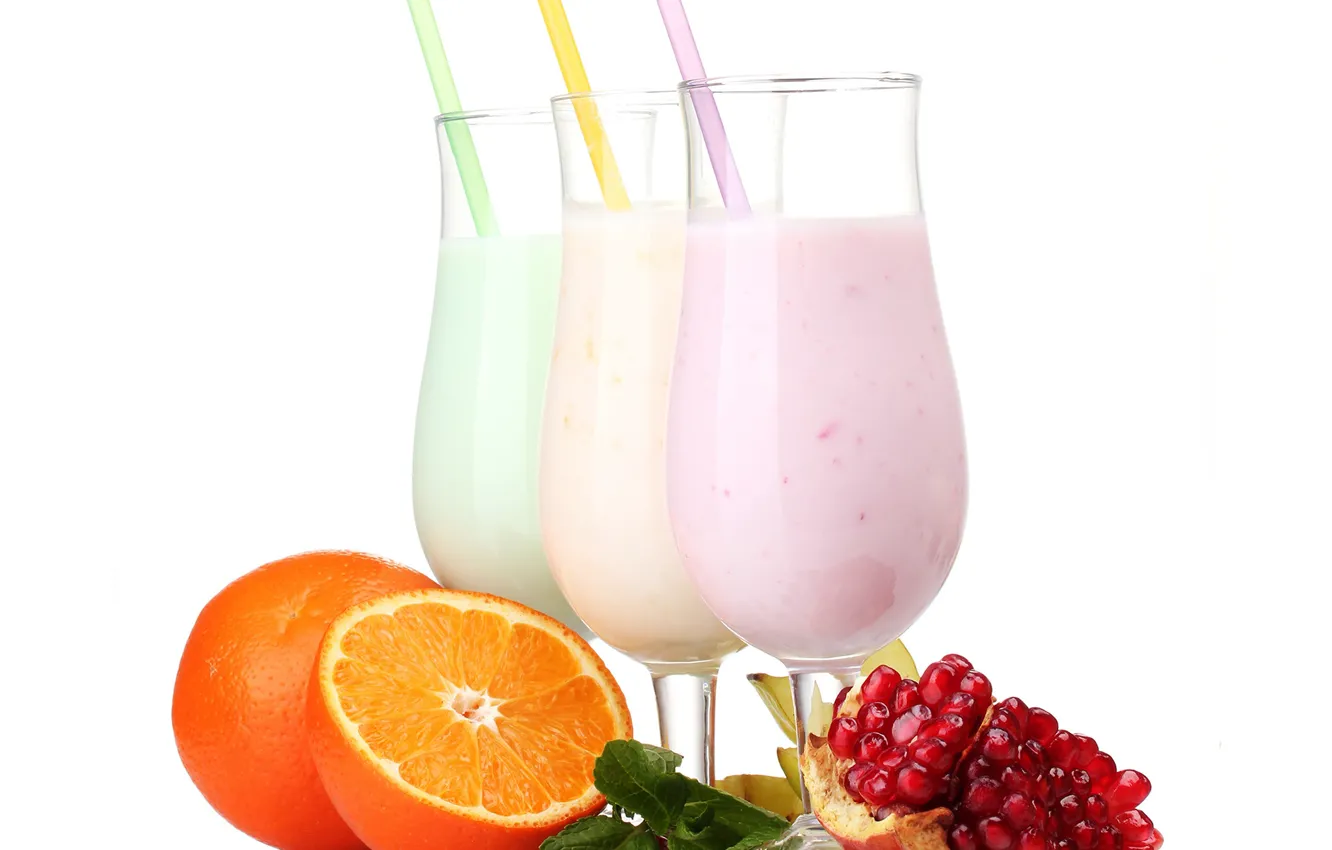 Photo wallpaper orange, grain, milk, cocktail, garnet