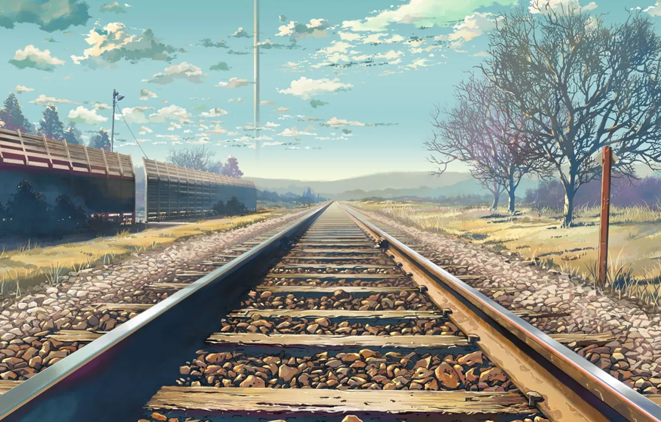 Photo wallpaper landscape, rails, Makoto Xingkai