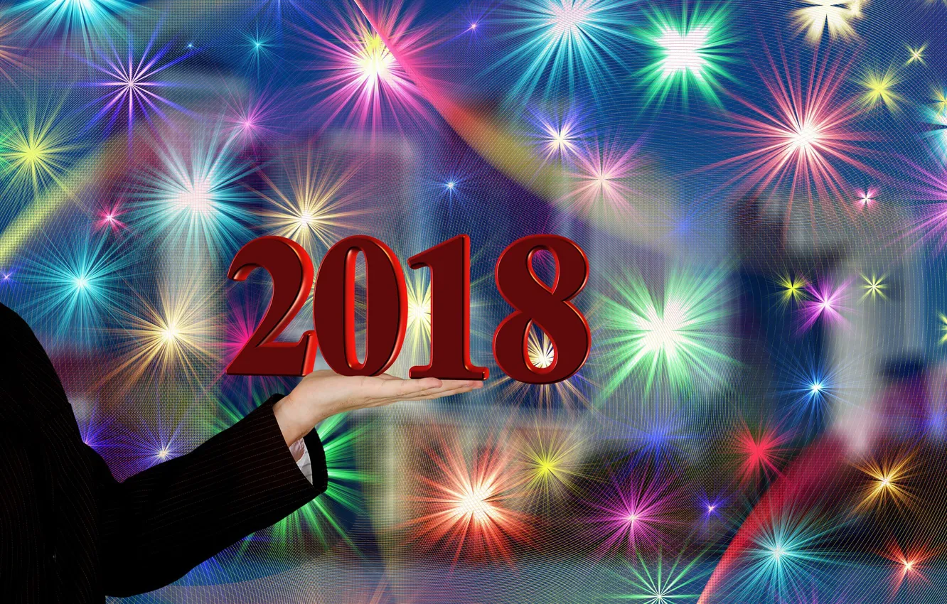 Photo wallpaper background, hand, New year, 2018