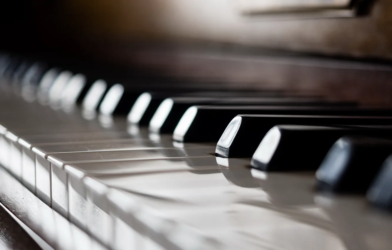 Photo wallpaper macro, music, piano