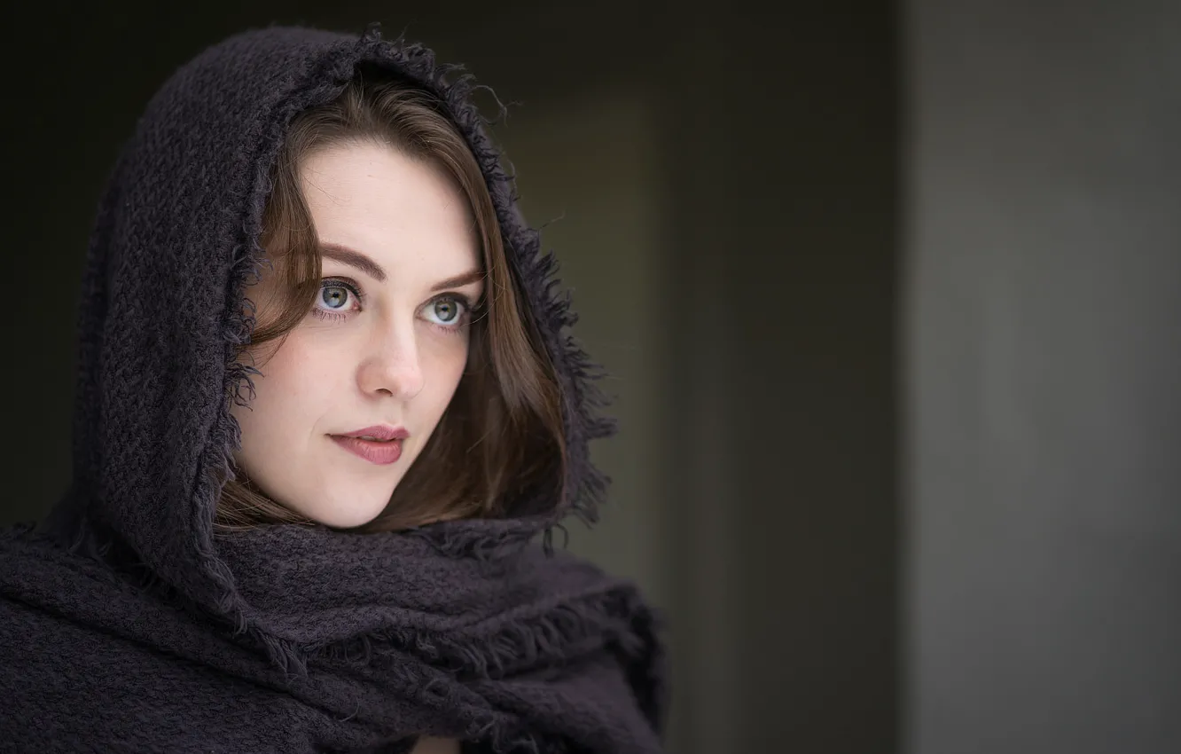 Photo wallpaper look, girl, shawl, Imogen