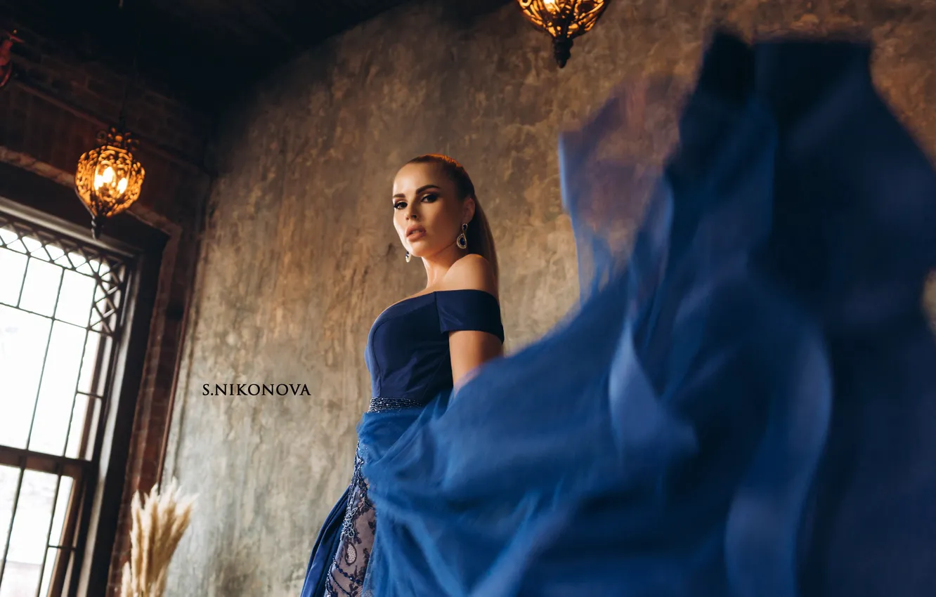 Photo wallpaper girl, interior, dress, image, Nadezhda Katayeva, Svetlana Nikonova