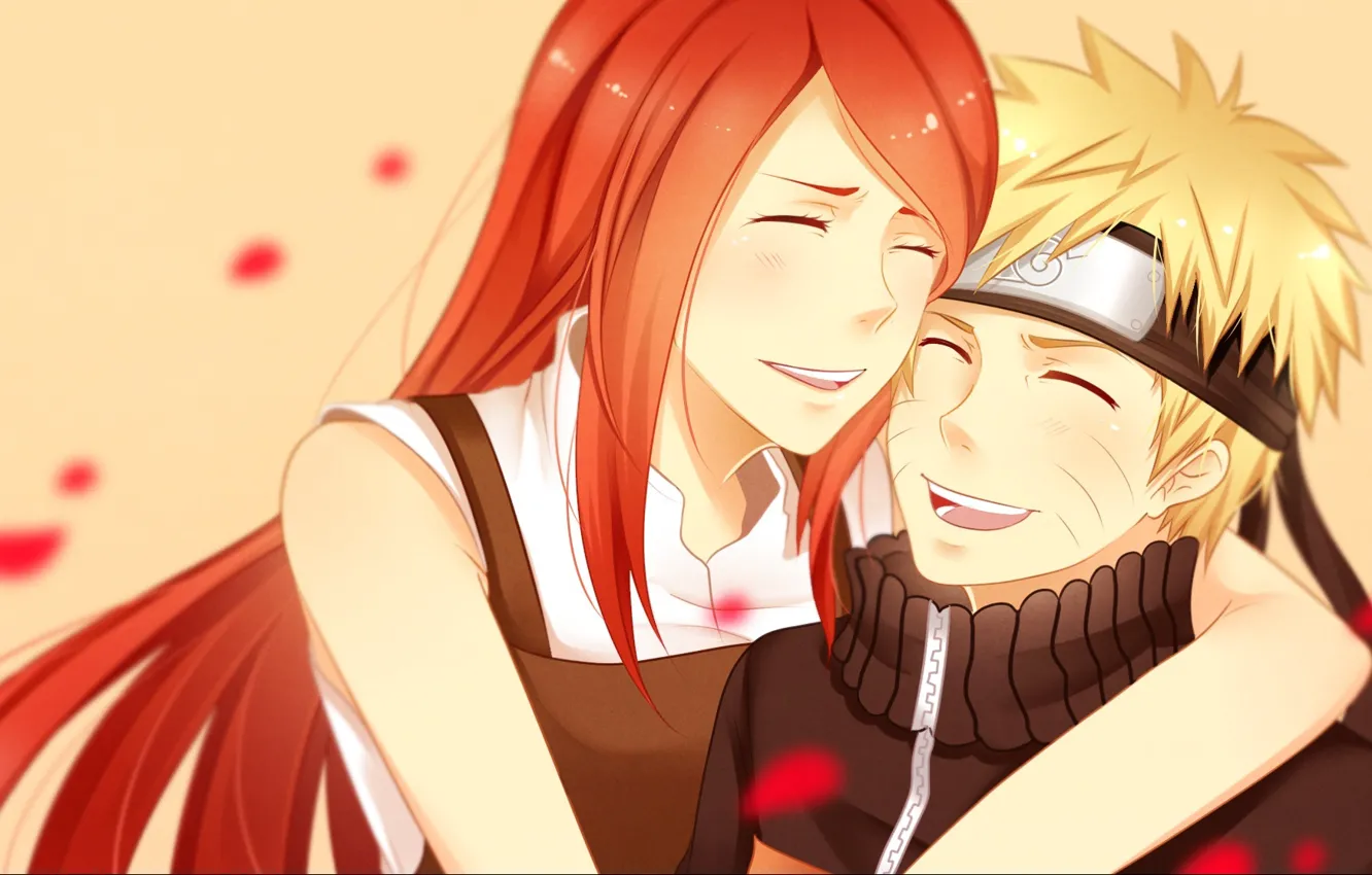 Photo wallpaper Naruto, anime, art, happy, Kushina Uzumaki, Uzumaki Naruto, mother, Son