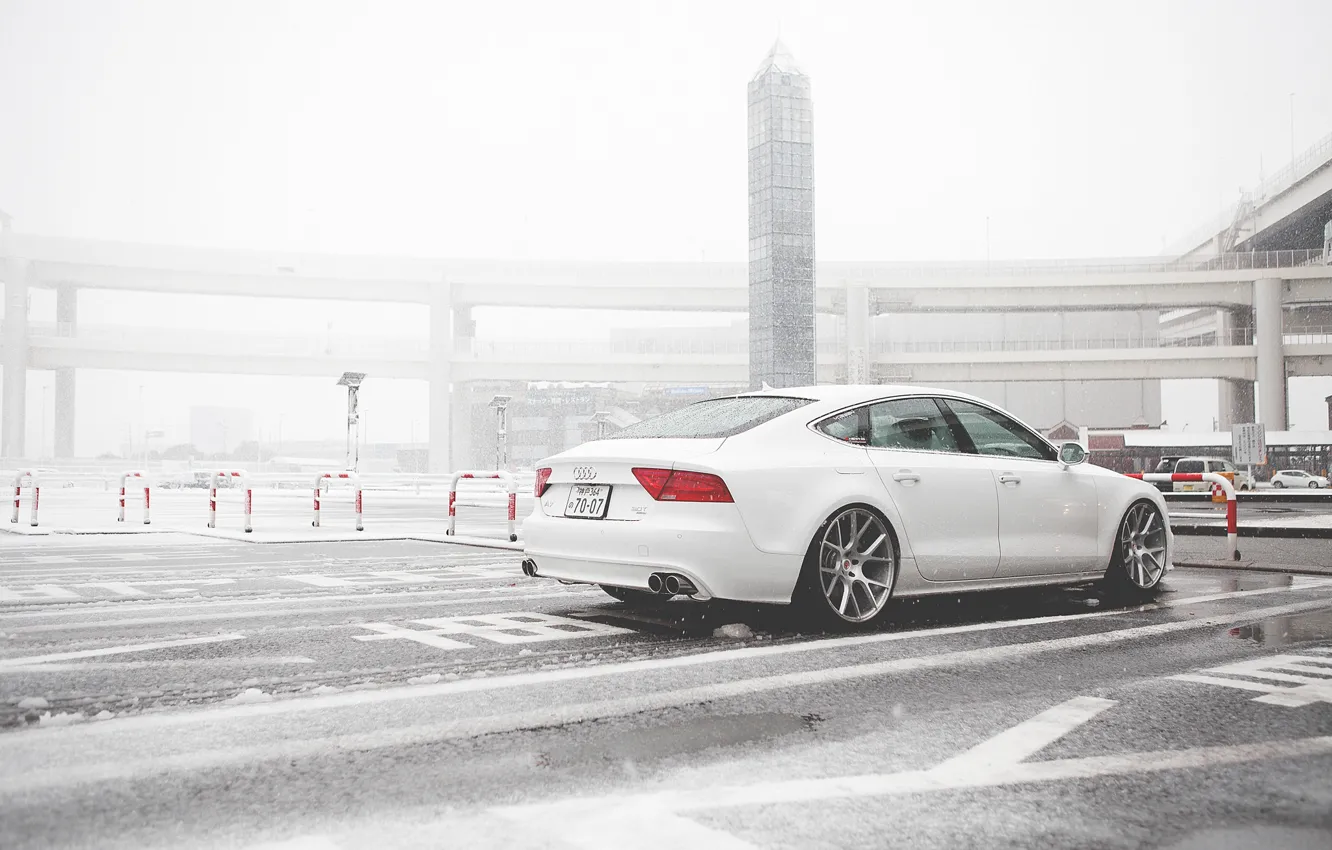 Photo wallpaper Audi, Audi, Machine, Tuning, White, White, Tuning, Vossen