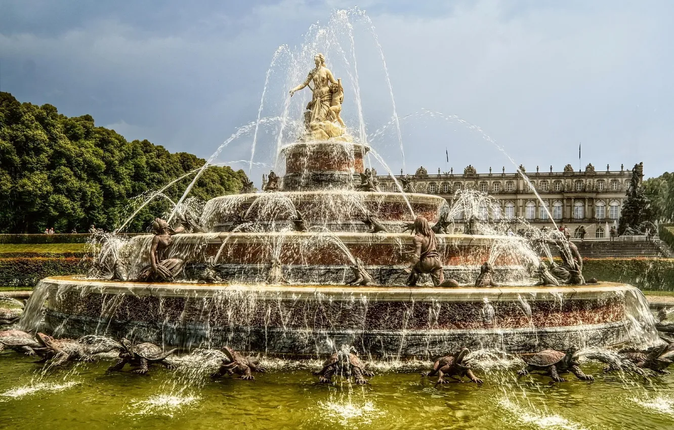 Photo wallpaper the city, Bayern, fountain, Bavaria - Latona Fountain Chiemse