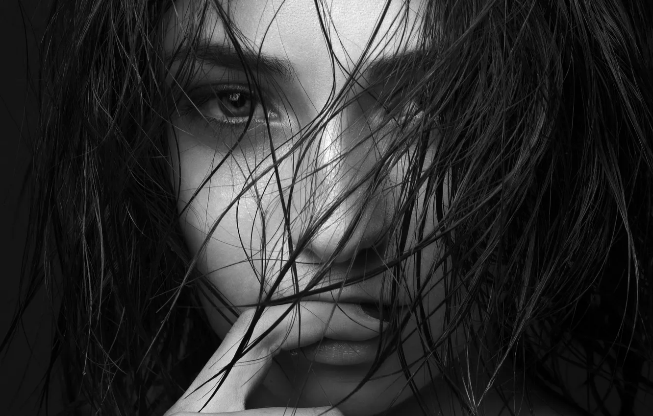 Photo wallpaper girl, face, hair, portrait