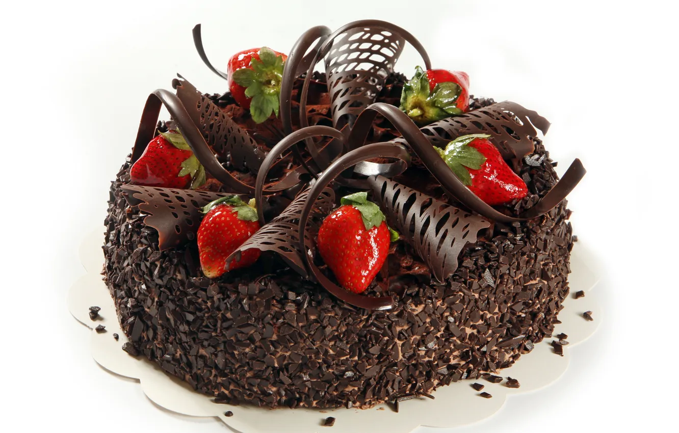 Photo wallpaper chocolate, strawberry, sweets, cake, chocolate, strawberry, sweet cake