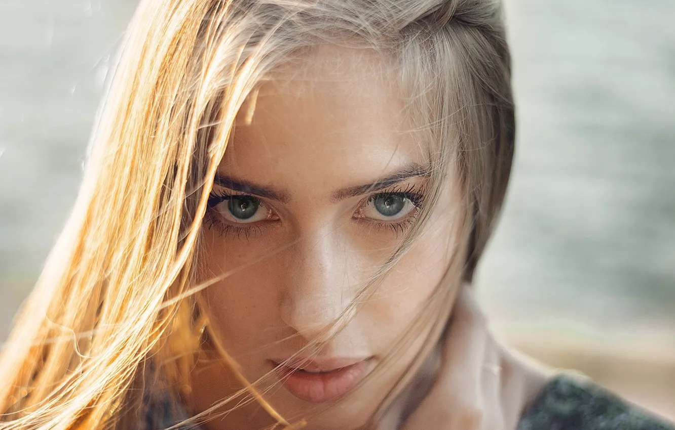 Photo wallpaper look, girl, the sun, face, portrait, makeup, hairstyle, blonde