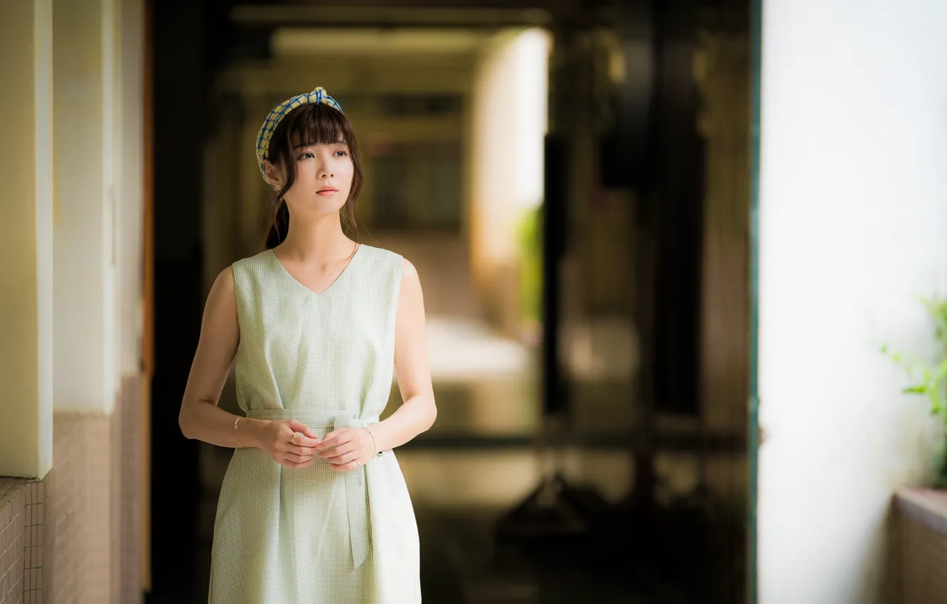 Photo wallpaper girl, Asian, cutie, bokeh