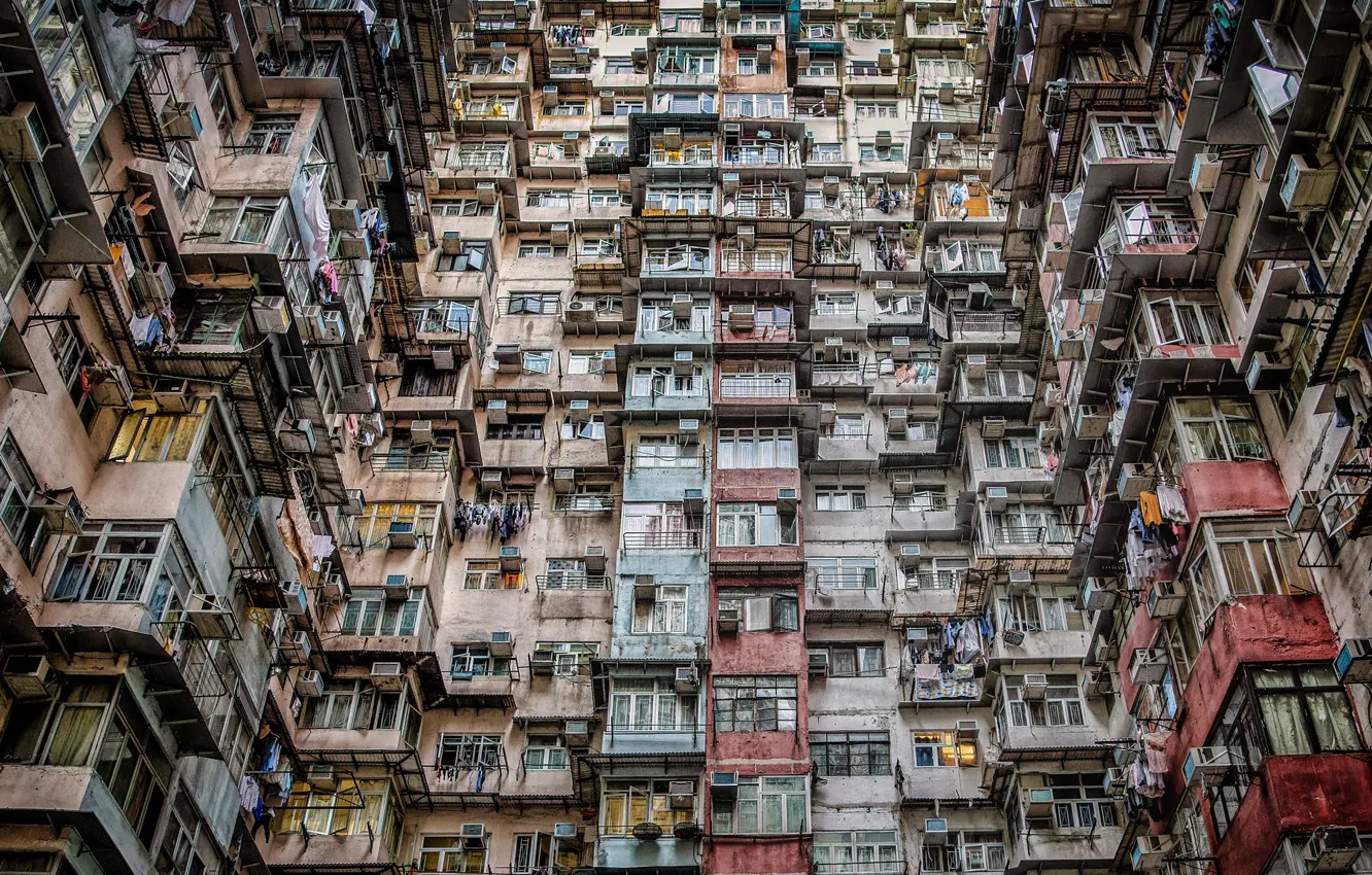 Photo wallpaper China, architecture, Hongkong, apartment, Intensive living