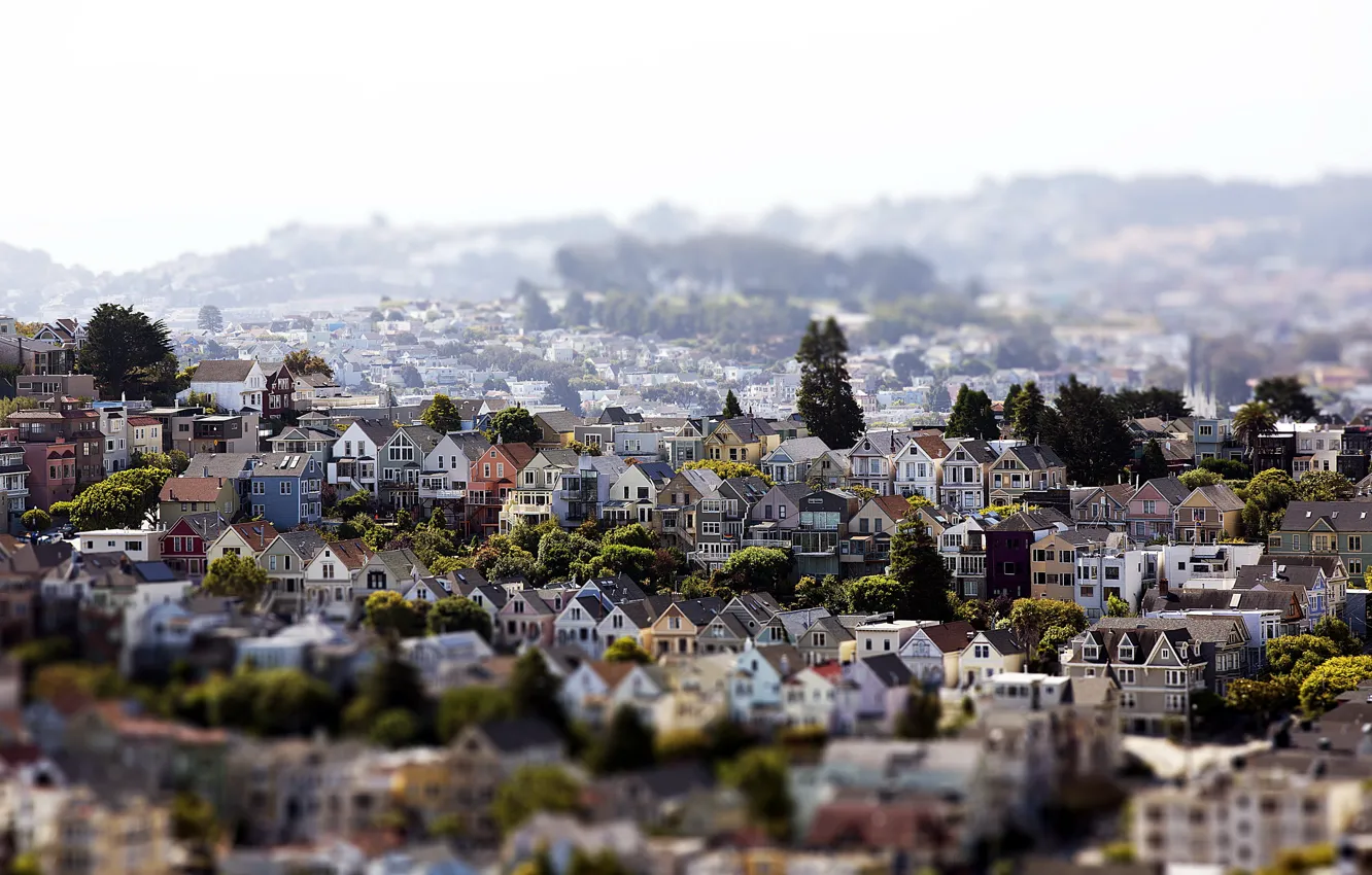 Photo wallpaper San Francisco, tilt-shift, Noe Valley