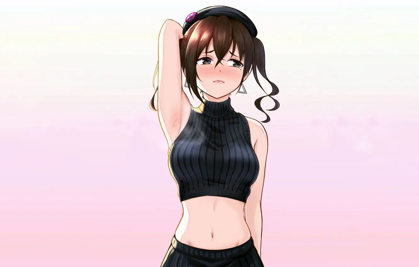 Photo wallpaper girl, sexy, brown hair, anime, beautiful, short hair, pretty, attractive