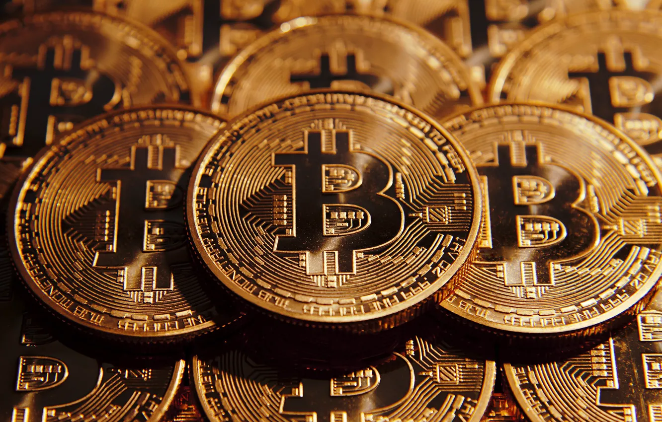 Photo wallpaper Gold, Coin, Bitcoin, Crypto-currency